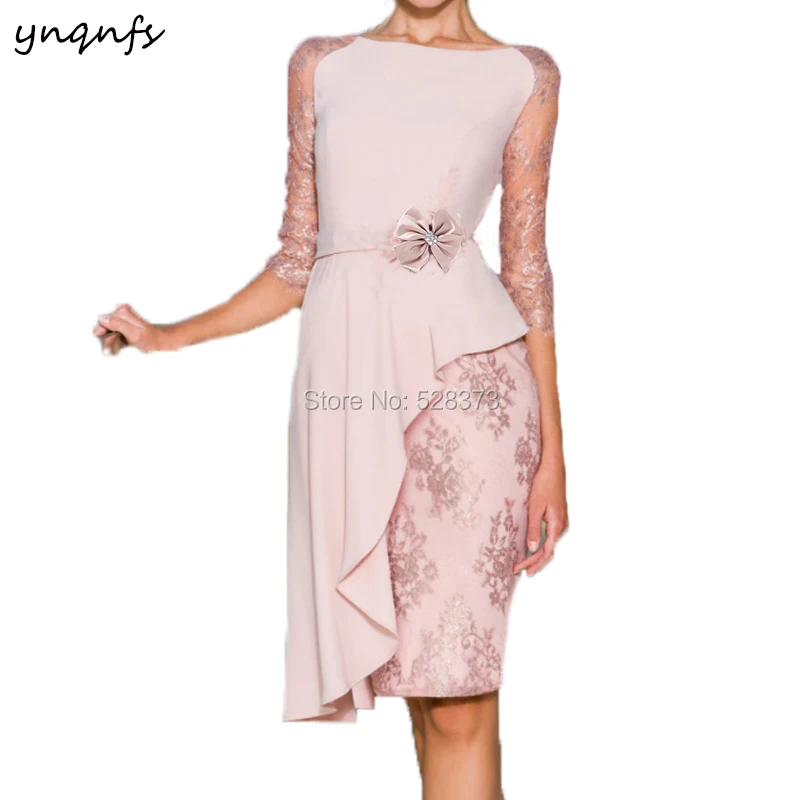 YNQNFS MD188 элегантная шифоновая юбка с рукавами 3/4 и асимметричными оборками
