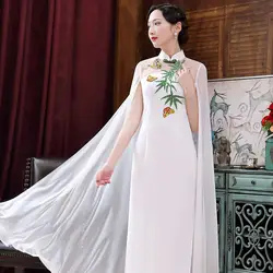 Китайский стиль ручной работы и пуговицы Qipao традиционный воротник стойка Nevolty Cheongsam женский Вечеринка платье длинное Vestidos