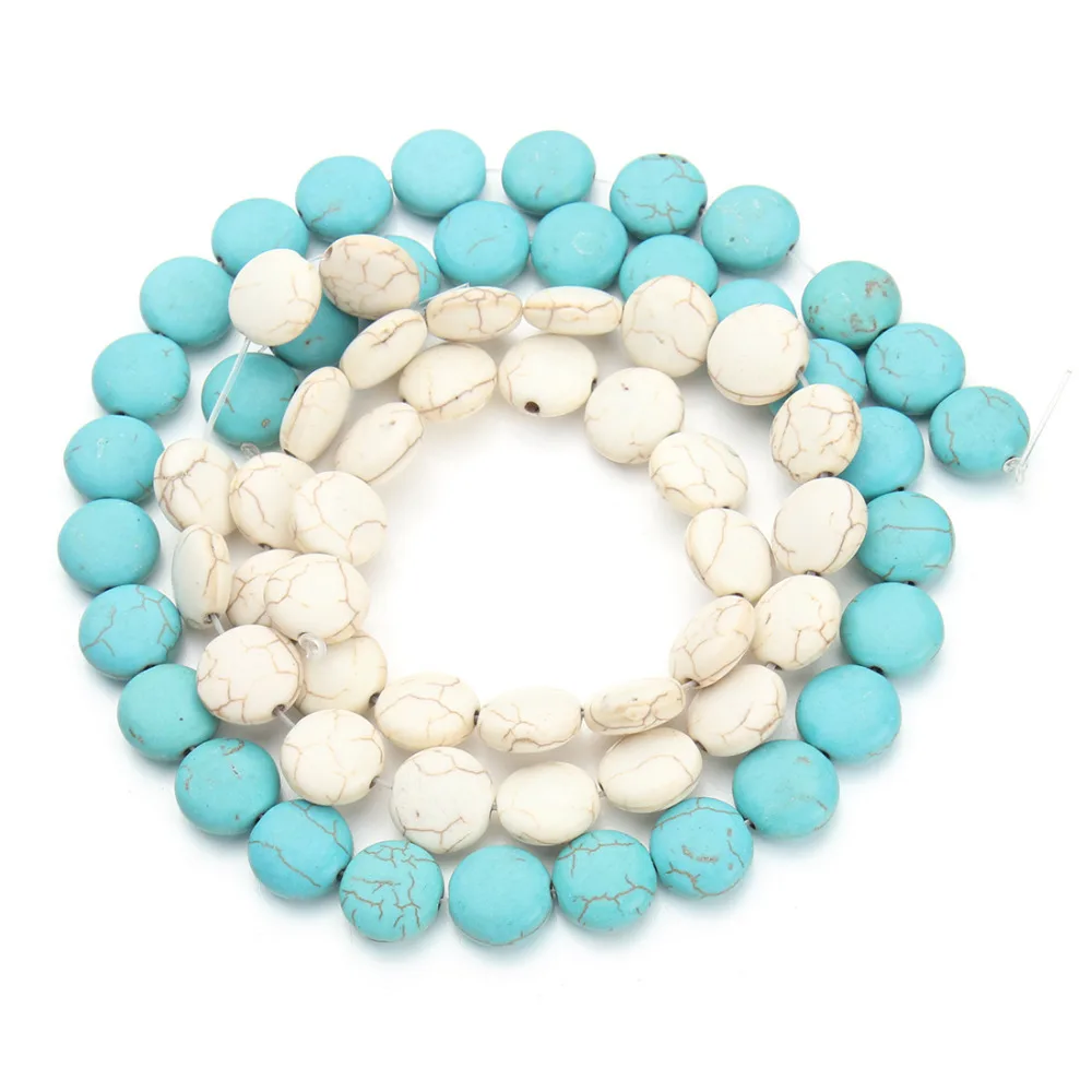 Approx.34pcspack Blue Flat Round Dia 1.2cm Loose Spacer Beads Created Seed Beads DIY Jewelry Stones F1292