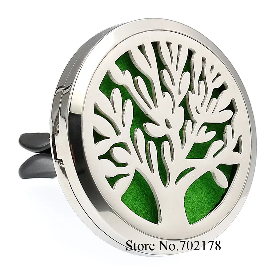 

38mm Tree of life Perfume Essential Oil diffuser locket Car diffuser Vent Clip Magnetic send 10p Pads as Gift