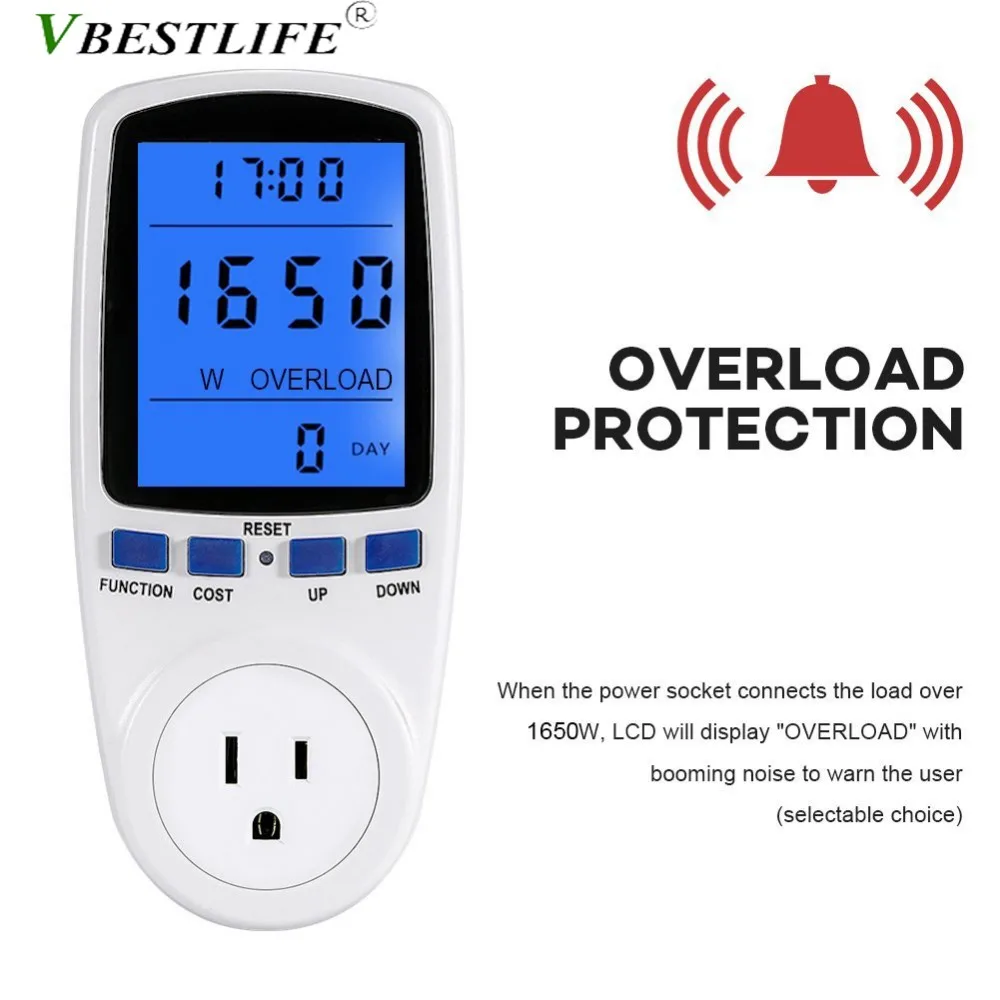 US/UK Plug Energy Meter Voltage Wattage Current Monitor Watt Checker