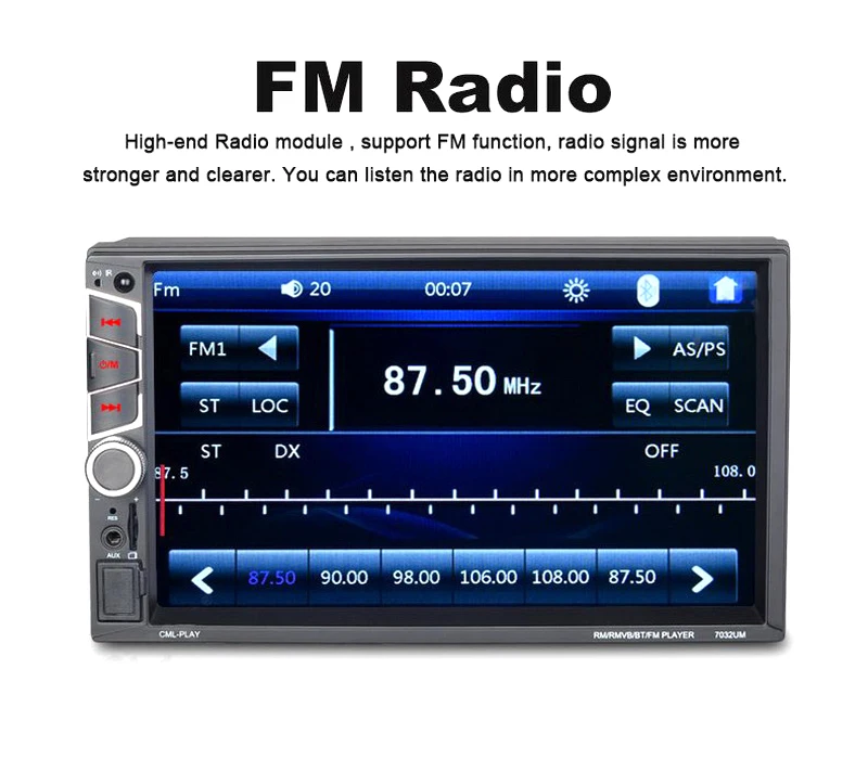 7032UM Автомобильная Радио Bluetooth " двойной Din сенсорный экран автомобильный Mp5 плеер стерео радио FM аудио Радио Видео плеер задняя камера