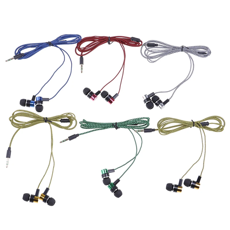 

3.5mm In-Ear Earbud Wired Stereo Braid Cord Earphone Headset For Phone