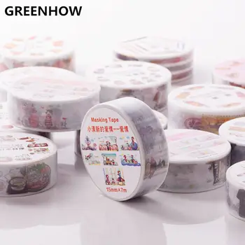 

GREENHOW Kawaii Colorful Japanese Washi Tape Decorative DIY Masking Tape for Scrapbooking, 15mm*7m ,Cute Stationery 1070