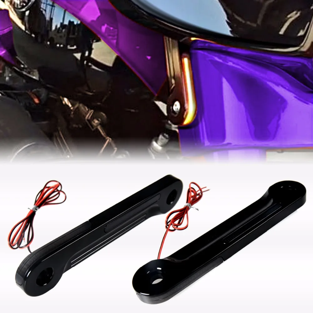  Front LED Flush Fork Turn Signals Brackets For Harley Touring Electra Street Glide FLH/T FLHX FLHR  - 32887258599