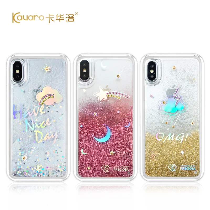 

Original KAVARO Quicksand Glitter Liquid Case For iPhone X Case Shockproof Full Protection Back Cover For iPhone X Diamond Cases