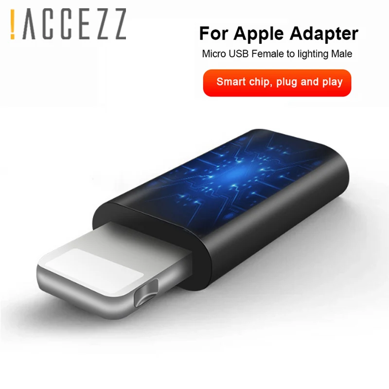 ACCEZZ Micro USB Женский адаптер для Apple OTG конвертер зарядки данных для iphone 5 6 7 8 Plus XS MAX XR для ipad Mini адаптеры