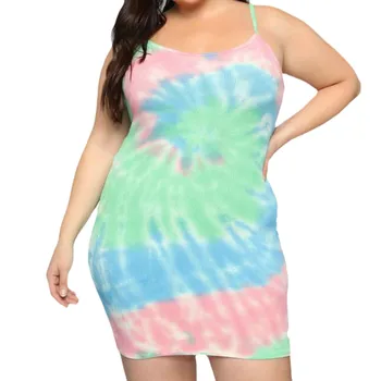 

2019 MAXIORILL New Womens fashion Sexy Plus Size O-Neck Multicolor knitting Summer Dress платье Wholesale y3