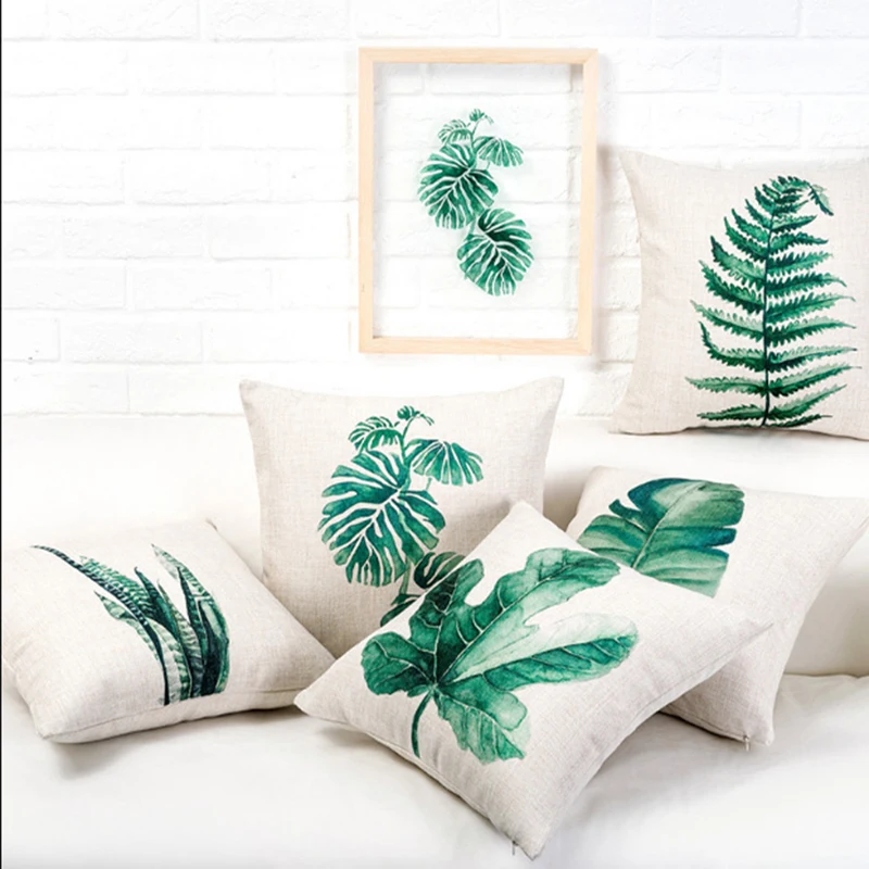 Plant Leaf Pillow Case for Relieving depression Tropical Green Palm