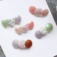 1 шт. заколка в виде геометрических фигур сердце круг любви контрастные цветные заколки для волос для женщин и девочек милые челки заколка зажим для волос аксессуары для волос