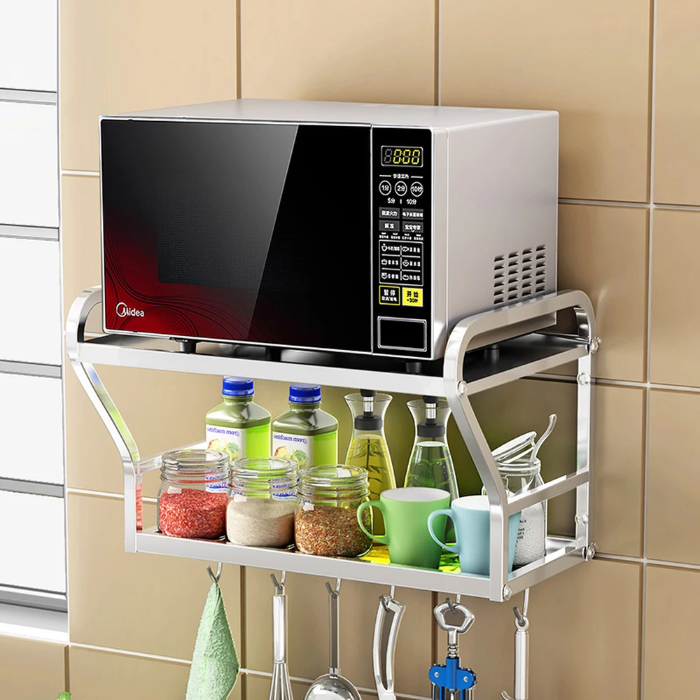 Hot 304 Stainless Steel Microwave Oven Shelf Kitchen Rack Wall 304 Stainless Steel Microwave Oven Shelf Kitchen Rack Wall Mount Bracket Liances Hook Wx8151620