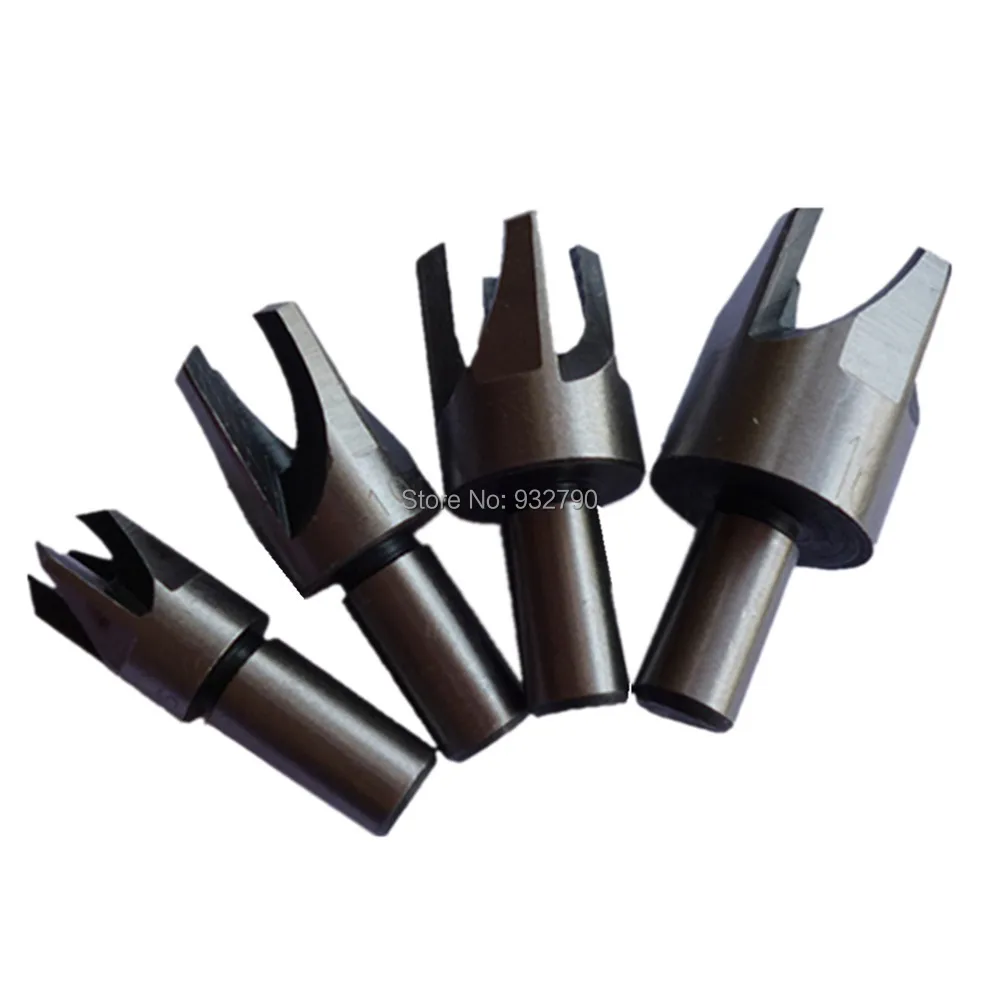 4pc Tapered Plug Cutters Woodworking Round Shank Tenon Wood Plug Hole