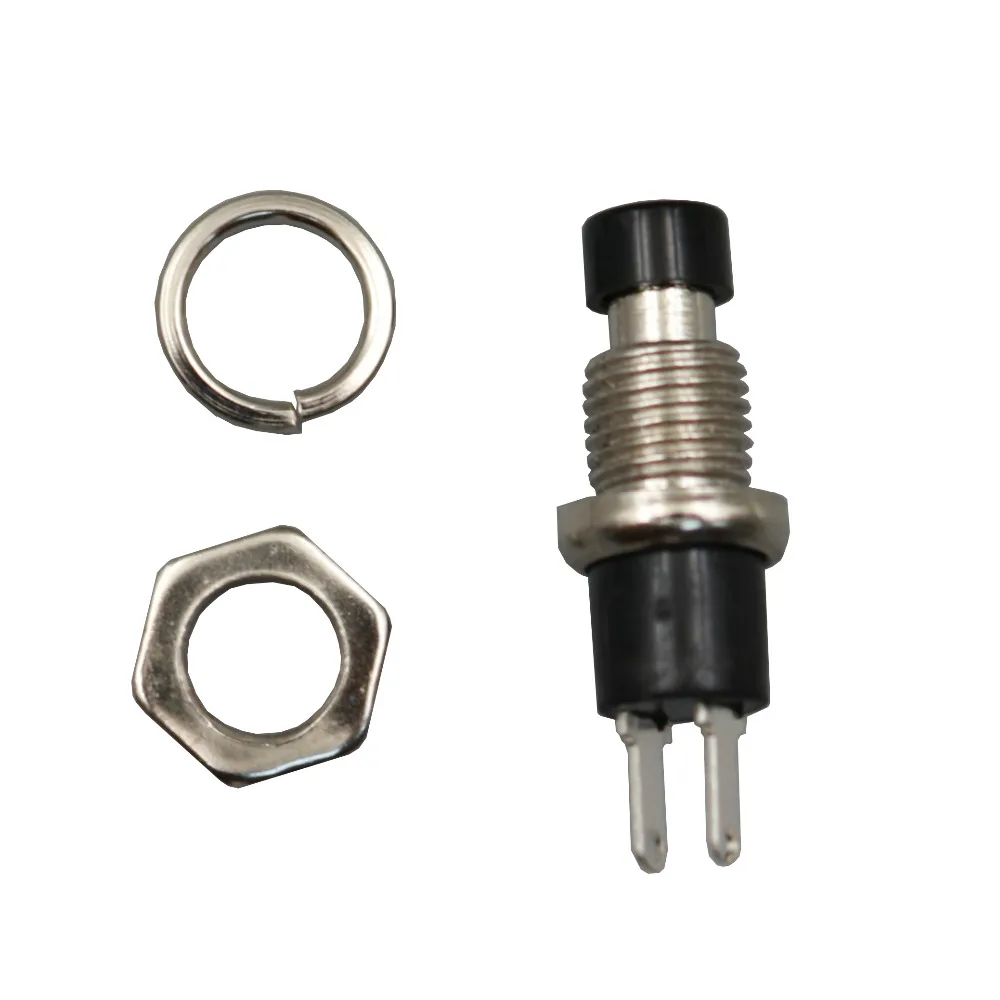 

Free Shipping 100Pcs Lockless On/Off Push Button Switch Press the Reset Switch Black PBS-110