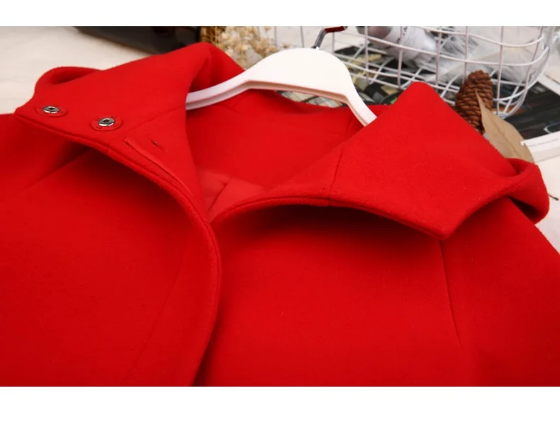 Отдел Sen Line Новое корейское Женское зимнее шерстяное пальто утолщенное с капюшоном а Тип шерстяное женское короткое пальто женское Красное Женское пальто