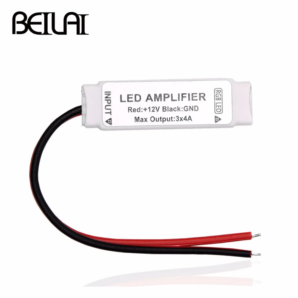 

BEILAI DC 12V Mini RGB LED Amplifier 4A * 3 Channel Ultra Slim Mini Portable Repeater for SMD 5050 3528 2835 RGB LED Strip