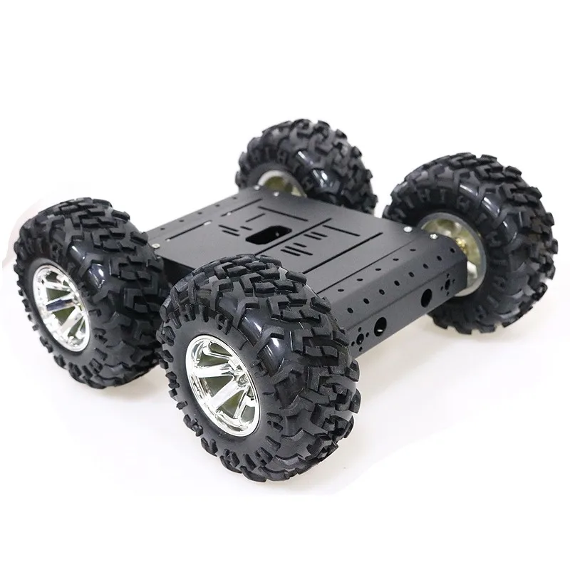 4WD умный робот RC автомобиль шасси комплект алюминиевый сплав черные колеса+ 12 В двигатели без энкодера C3