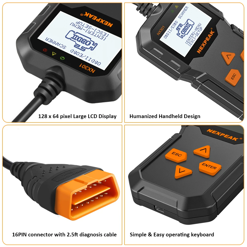 Лучшие ODB OBD2 сканер NEXPEAK NX301 автомобиля диагностический нескольких языках