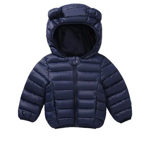 COOTELILI/детские парки с милым медведем; зимняя куртка для девочек и мальчиков; Детское пальто; зимние детские пальто; теплая детская куртка для малышей - Цвет: navy
