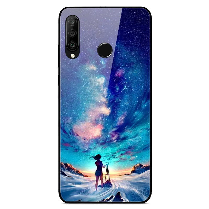 Для huawei P30 Lite чехол P30Lite глянцевое стекло TPU рамка твердая задняя крышка для huawei P30 Lite MRA-LX1M Nova 4E P 30 Lite чехол - Цвет: 19