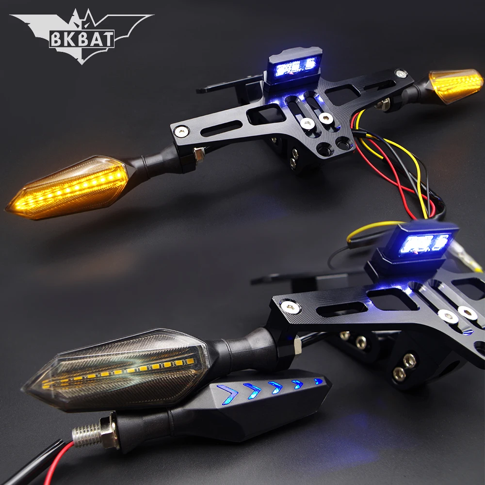 

CNC Motorcycle License Plate Bracket Flow Turn signal light Cover For suzuki gladius yamaha yzf r1 bajaj pulsar kawasaki zzr 400