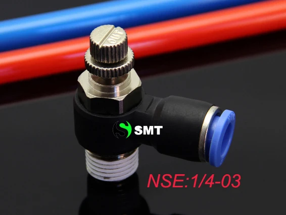 

free shipping 5pcs/lots NSE1/4-03 speed control, for 1/4mm hose 3/8 thread, pneumatic flow control valve, pneumatic connectors