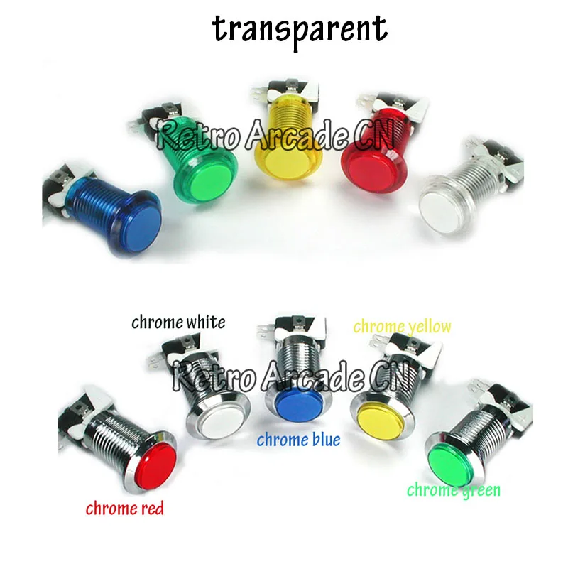 

10pcs/lot Free shipping CHROME Plated illuminated 12v LED Arcade Push Button with microswitch 10 colors