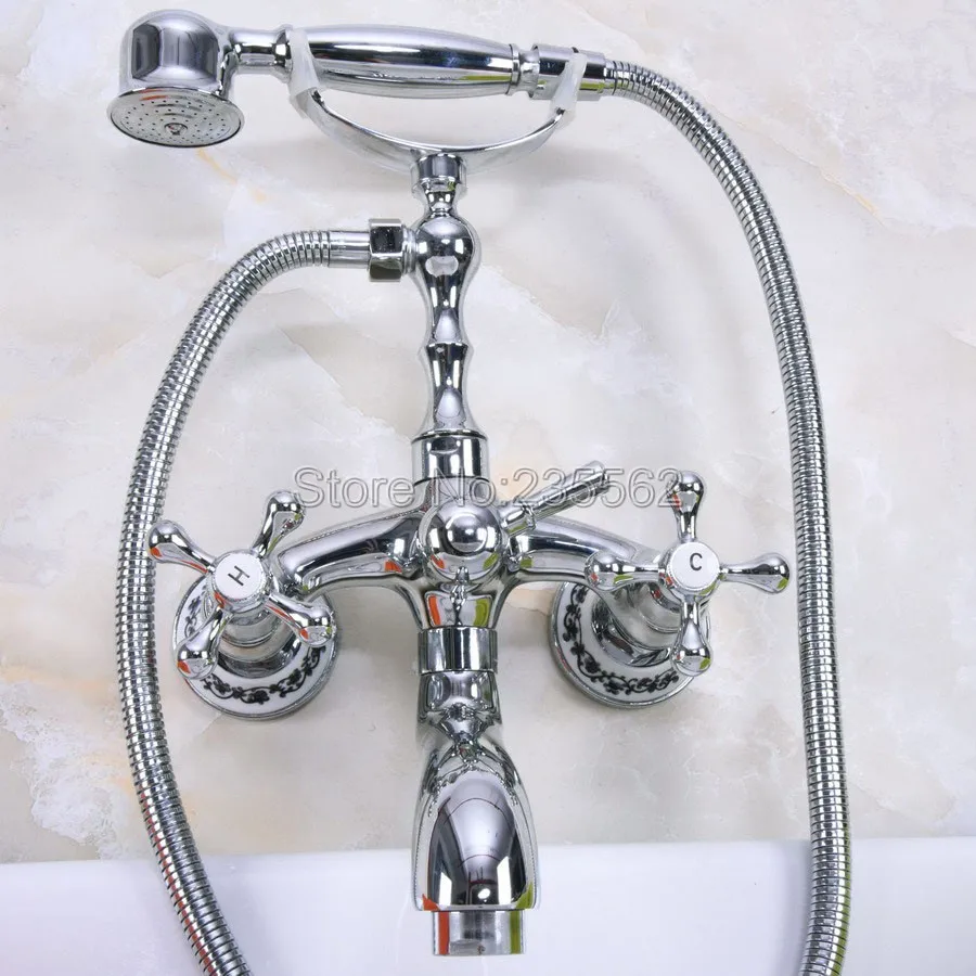 

Chrome Brass Wall Mounted Swive Spout Tub Mixer Tap with Handshower Handheld Bath Shower Mixer Water Set lna195