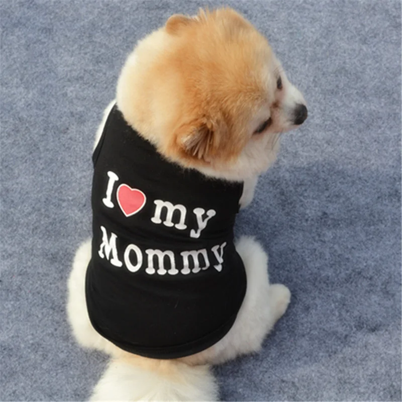 Dogs Matching Owner Clothes Classic Love Mommy & Love Daddy Print Dog Vest Unisex Puppy Cat T Shirt Sleeveless Clothing Cute Dogs Clothes For Small Doggy  My Pet World Store