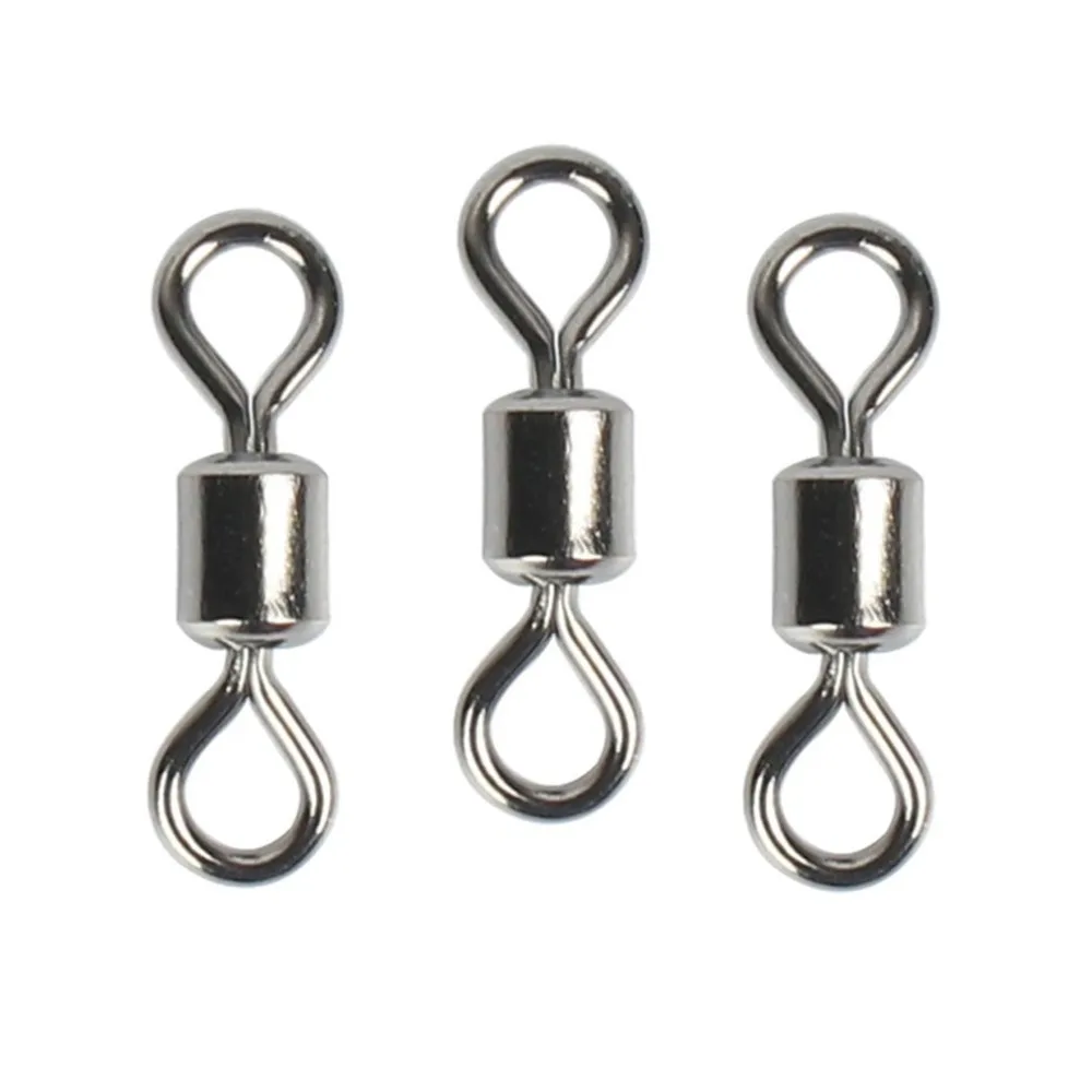 

100 Pcs Stainless Steel Strength 8 Shape Barrel Ball Bearing Fishing Swivel Snap Hook Connector Solid Ring Fishing Tackle
