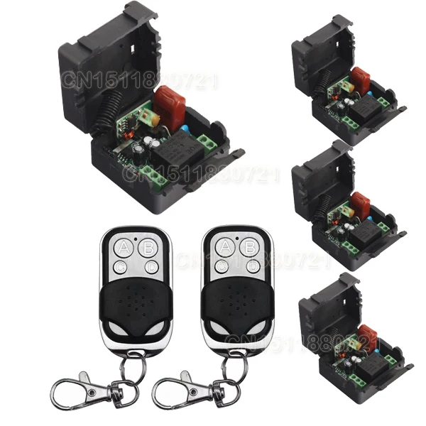 

220V 1CH 4Receiver&2Transmitter RF wireless Remote light switch Interruptor Light Lamp LED SMD