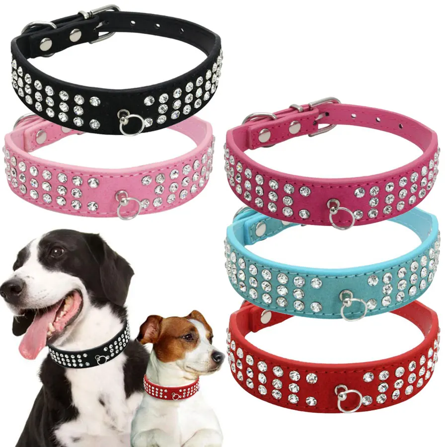

Bling Dog Collar Rhinestone PU Leather Diamond Puppy Shiny Necklace Collars for Small Medium Large Dogs Pet Supplies Accessories