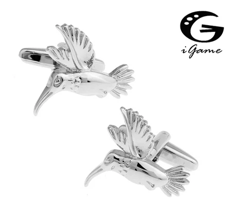 

iGame Bird Cuff Links Silver Color Hummingbird Design Free Shipping