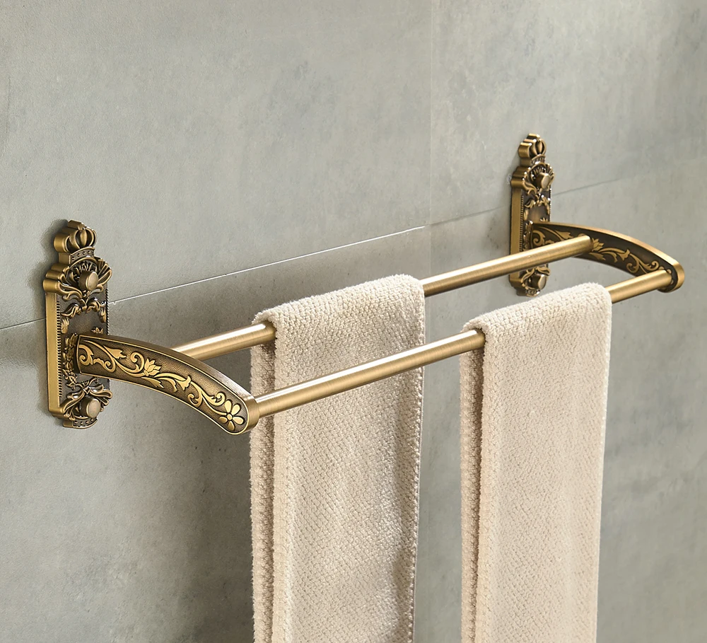 Nail free Towel Holder 2 Layer Antique Brass Bathroom Towel bars Towel Bathroom Accessories in