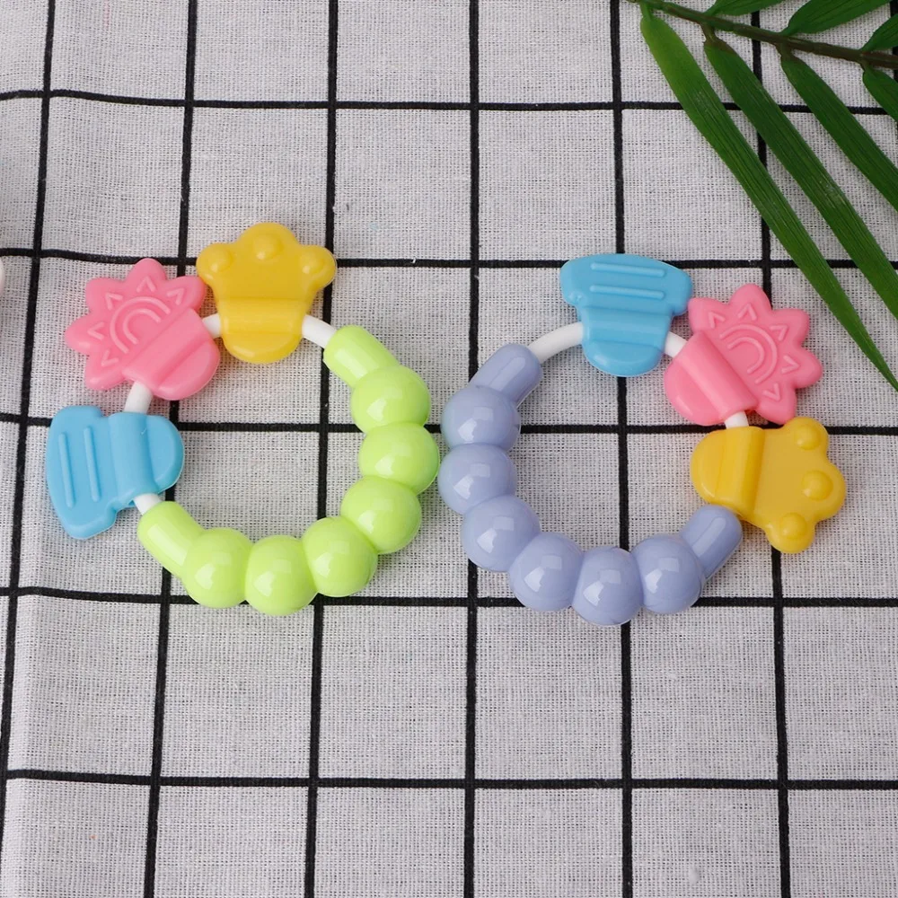 1pc Baby Toddler Teether Chew Toy Molar Rod Silicone Handbell Jingle Design