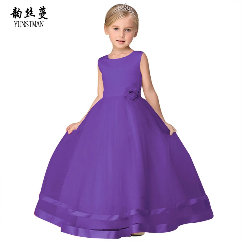 

New White Long Dress Girl Party Flower Dresses for Kids 3 to 12 Years Baby Girl Clothes Children Summer Princess Costume 6C30