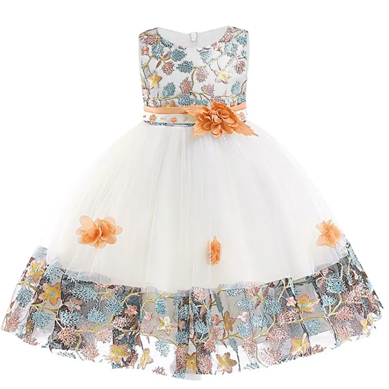 Детское торжественное платье принцессы с вышивкой для девочек, элегантное праздничное платье на день рождения, платье для девочек, Рождественская одежда для маленьких девочек, От 2 до 14 лет