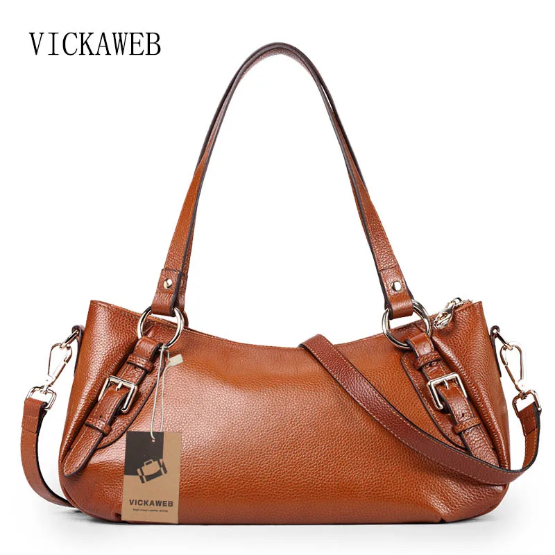 

VICKAWEB Shoulder Bags for Women 2017 Solid Genuine Leather Woman Handbags Designers Brand bags Female Tote Women Handbag Zipper