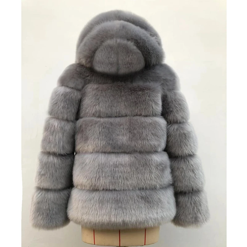 ZADORIN 2018 Winter Thick Warm Faux Fur Coat Women Plus Size Hooded Long Sleeve Faux Fur Jacket Luxury Winter Fur Coats bontjas