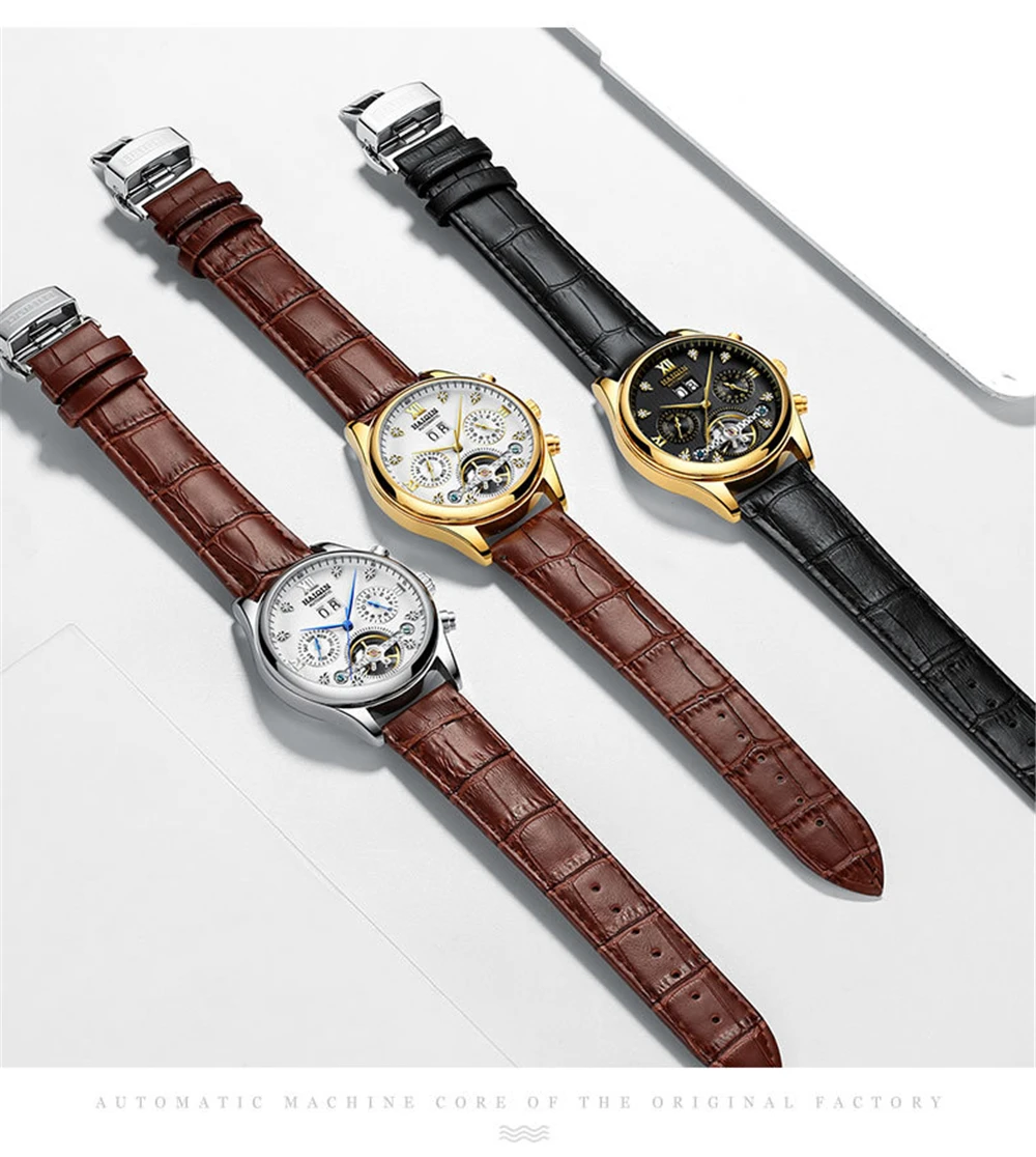 HAIQIN Men's watches Automatic mechanical Men Watches Business Watch men top brand luxury Military Waterproof Tourbillon Clock