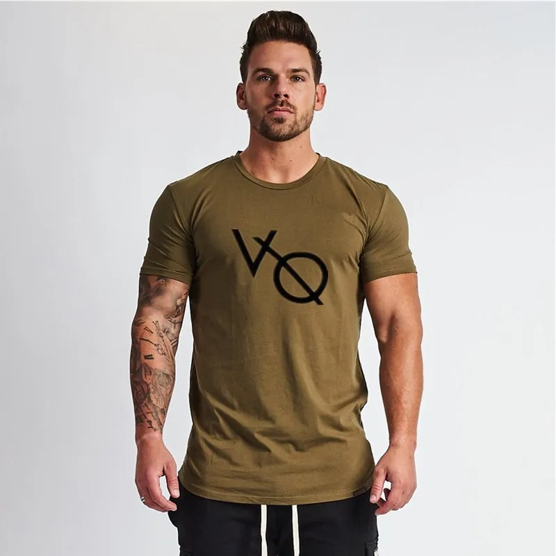 

2019 New Mens Gym T Shirt Men Cotton Sport Shirt Men Quick Dry Fit Running Shirt Fitness Top Sports Tshirt Bodybuilding T-Shirts