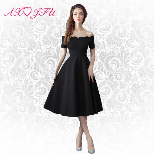 Black Boat Neck Cocktail Dresses