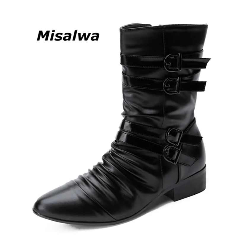 

Misalwa New England Style Female Boots Handmade Leather Motorcycle Shoe Man Black Non-slip Zipper Bussiness Botas Masculina