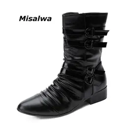 Misalwa Новой Англии Стиль женские ботинки ручной работы из кожи мотоциклетная обувь Человек Черный Нескользящие молнии бизнес Botas Masculina