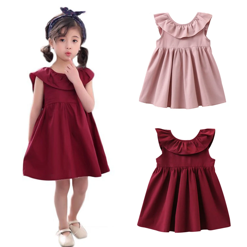 

Baby Girls Dress Ribbons Pleated Bow Dresses Outfits Sleeveless Casual Clothesgirl Boho Beach sleeveless party Dress
