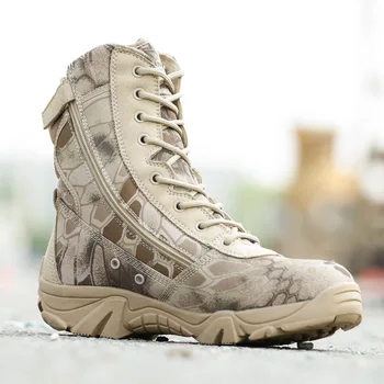 Autumn Men Tactical Military Boots Work Safty Shoes Winter Waterproof Leather Army Boots Desert Timber Land Combat Ankle Boots vivodsicco new genuine patent leather men mid calf boot punk military combat men s leather desert biker motorcycle rock boots