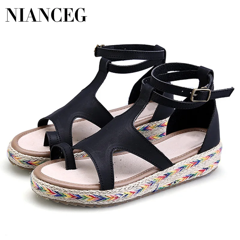 

Women Rome Sandals 2019 Summer Platform Shoes Woman Gladiator Style Beach Flip Flop Sandal Female Fashion Footwear Big Size 43