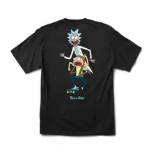 Новая мужская примитивная одежда x Rick and Morty Классическая футболка для катания на роликах черная