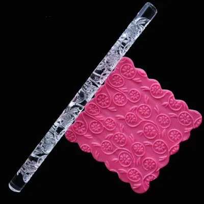 

1Pcs Acrylic Rolling Pin Designed Fondant Cake Impression Rolling Pin Pastry Roller Embossing Baking Tools Kitchen Accessories
