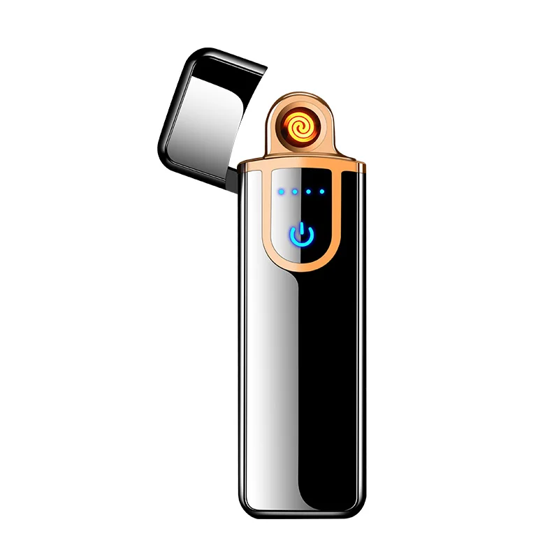 

2019 Men Somking Creative Windproof Electronic USB Cigarette Lighter Fingerprint Touch Screen Personality Lighter Nice Gift