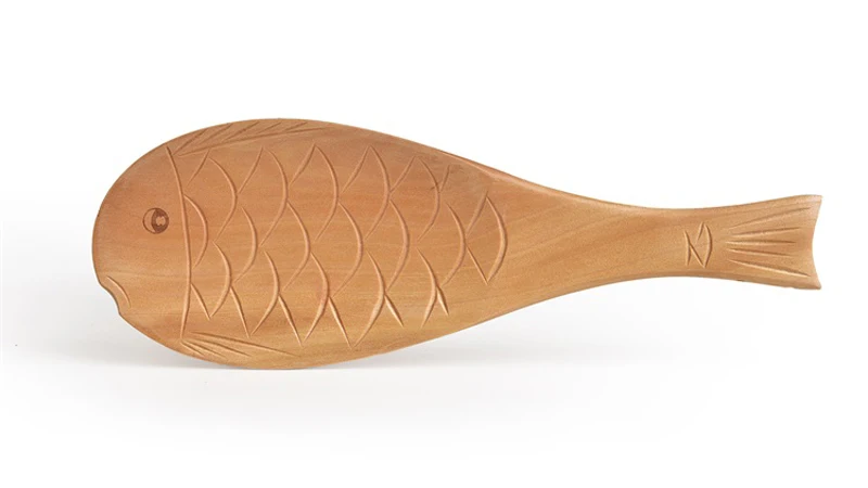 Vintage Chinese Wooden Rice Paddle Spatula Dessert Potato Serving Spoons Cute Fish Shape Wood Kitchen Rice Spoons (5)